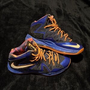 Nike LeBron 10 Elite Blue and Orange Men's Sneakers